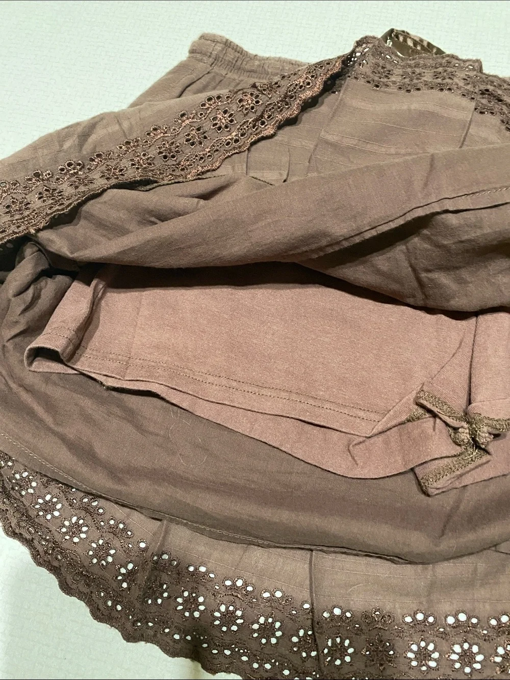 Limited Too Brown Tiered Lace-Trim Mini Skirt - Picture 4 of 4